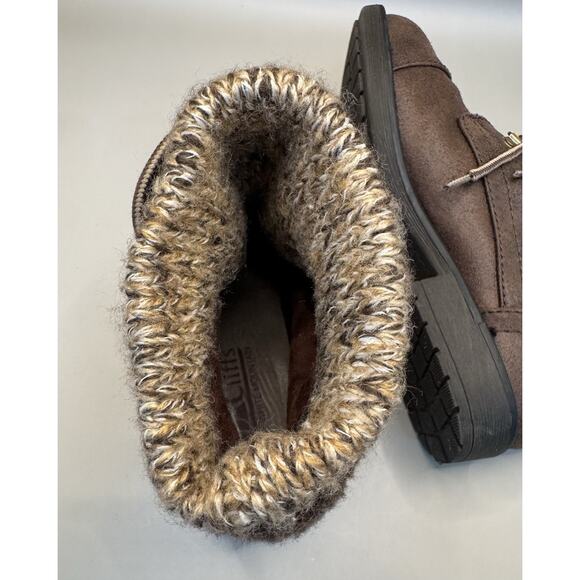 Cliffs by White Mountain Brown Fold Over Knit Cuff Boots Women’s 6M Lace Up - Picture 9 of 12